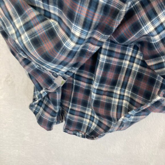 Horny Toad Mixologist Flannel Button Up Shirt Womens Size Medium M Blue Plaid - Picture 14 of 14